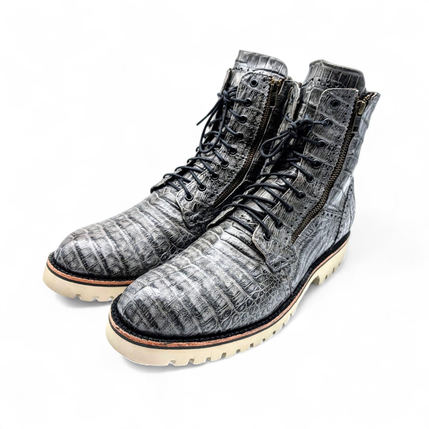 Sobek's Gray Ice Alligator Leather Boots