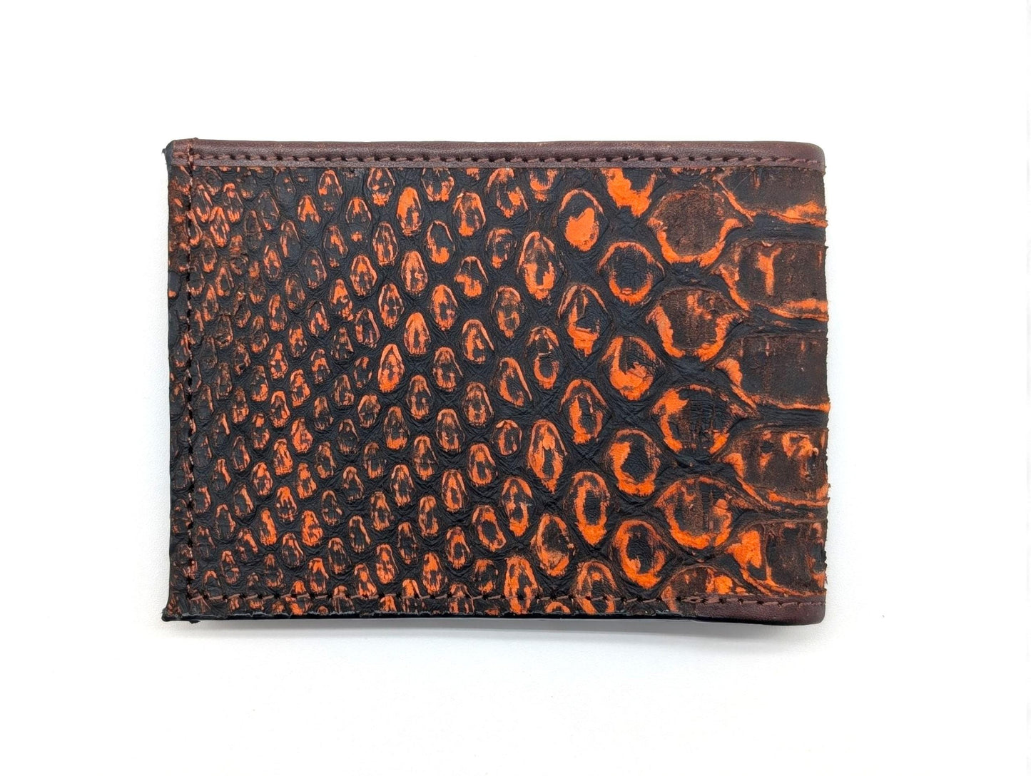 Men's Handmade Snakeskin Billfold Wallet with Window ID Exotic Leather, 6 Card Slots, Dual Bill Compartment, Slim Wallet, Gift for him