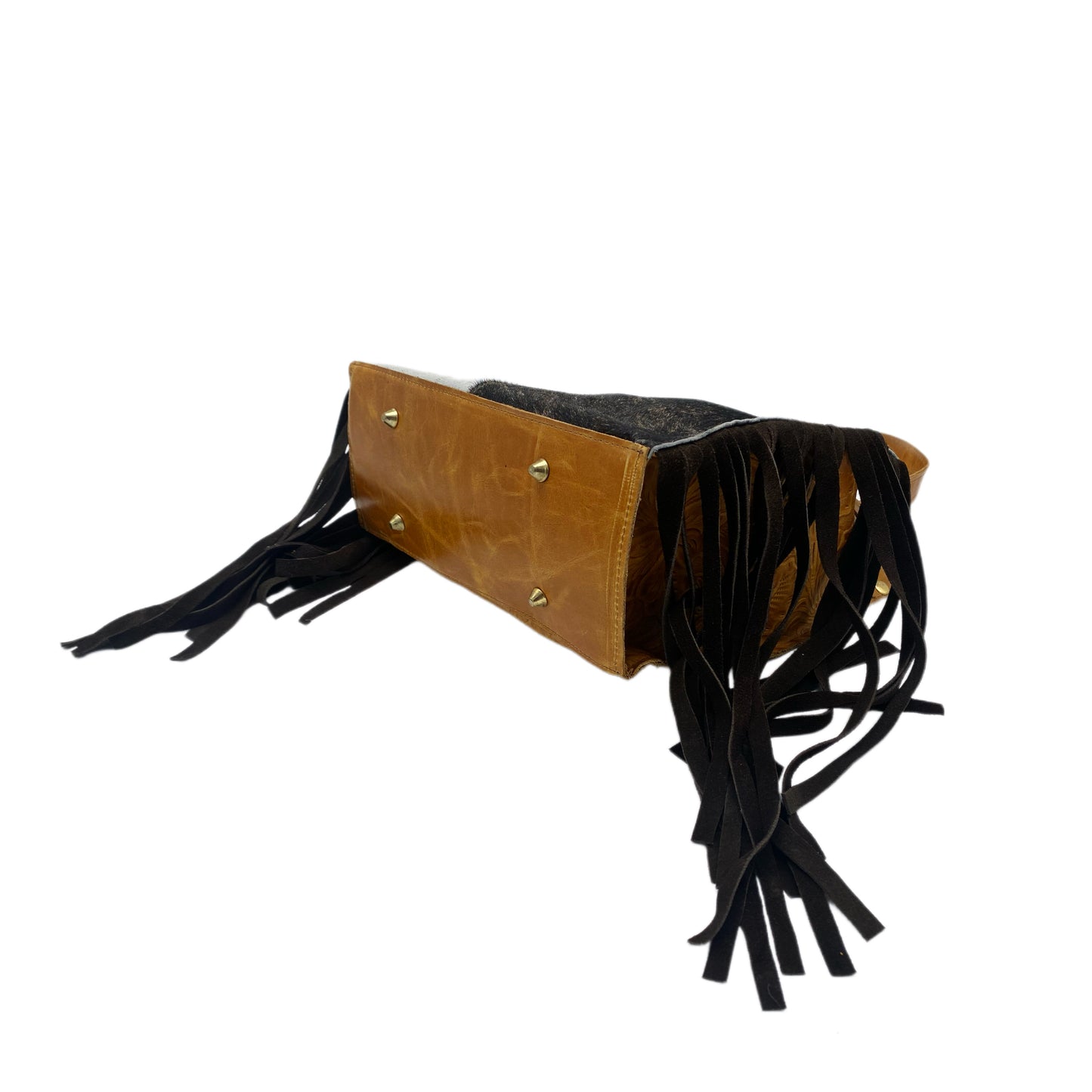 Outlaw Duotone Cowhide Fringe Crossbody Tote