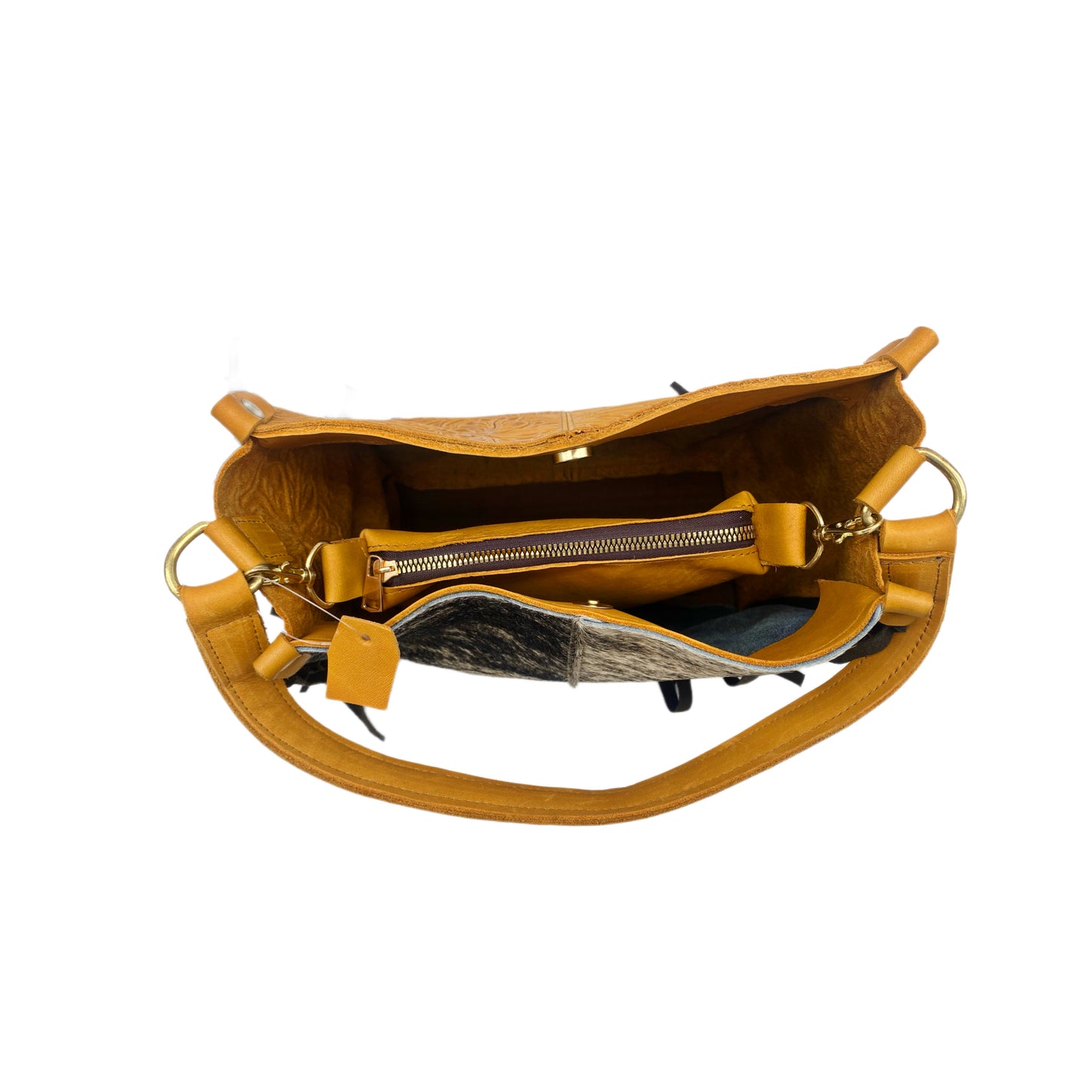 Outlaw Duotone Cowhide Fringe Crossbody Tote