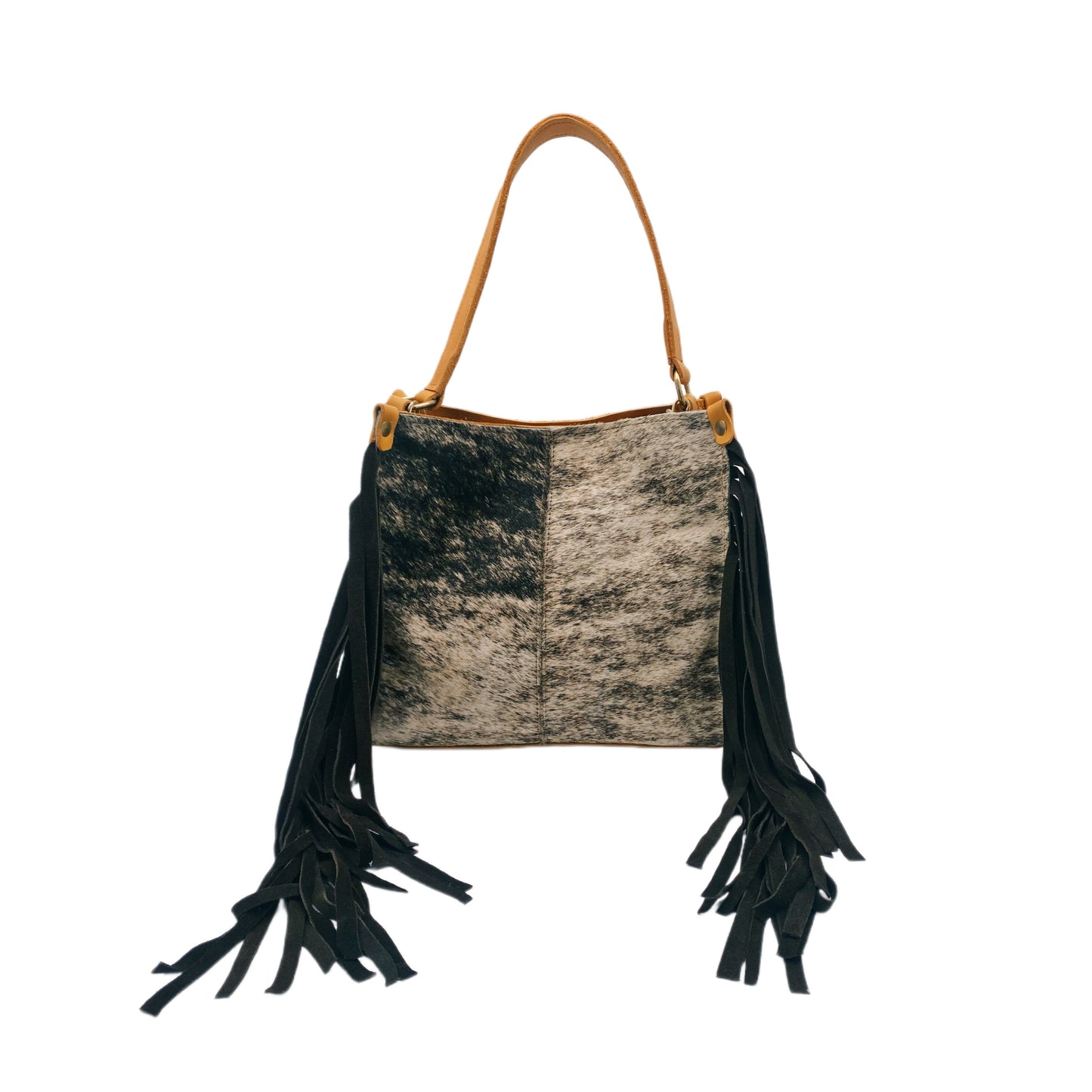 Outlaw Duotone Cowhide Fringe Crossbody Tote