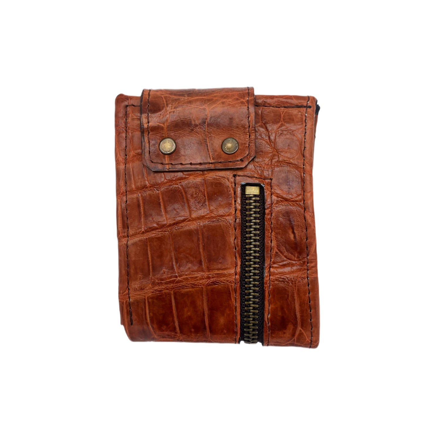 Men's Fasten Genuine Alligator Front Zipper Wallet