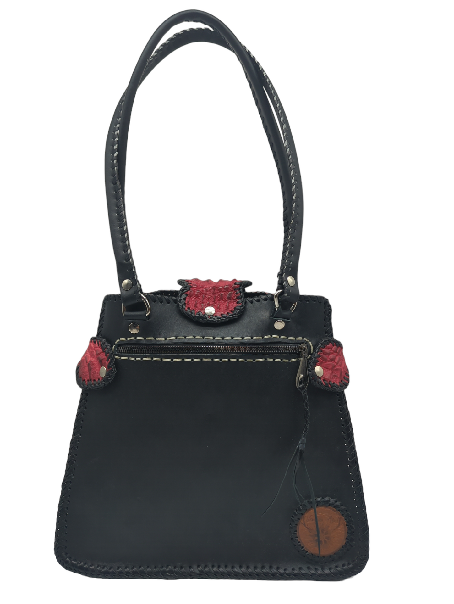 Trifecta Alligator Shoulder Bag in Carmine Red