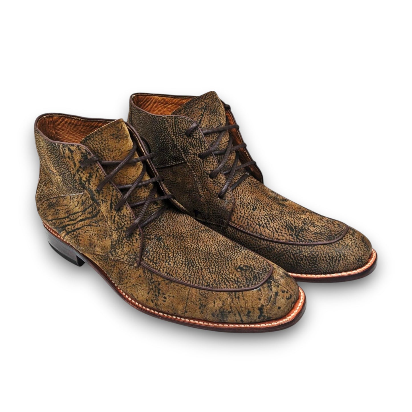 Trekker Giraffe Leather Hide Lace-Up Chukka Boots