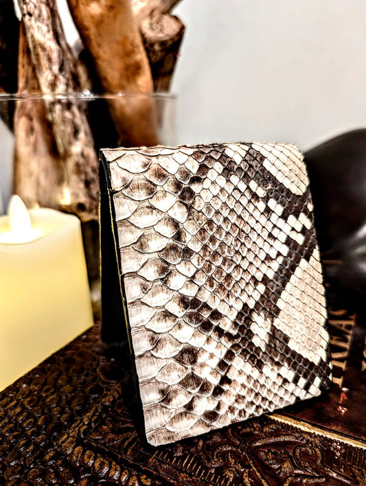 Natural Snakeskin Leather Western Wallet, Bifold Wallet, 6 card slot, Handmade Western Wallet, Cowboy Wallet