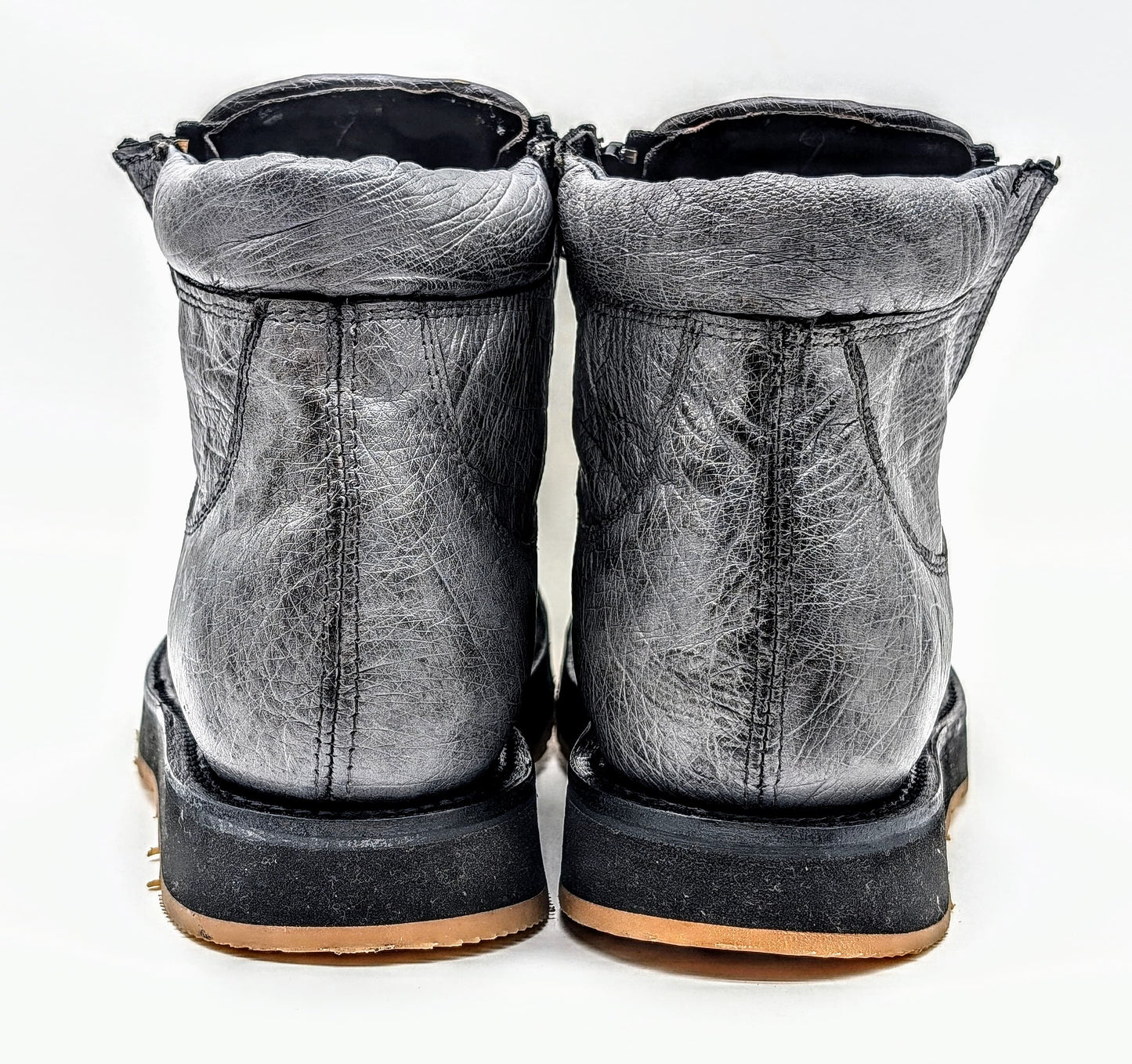Sobek's Hornback Alligator Ostrich Ankle Boots, Chelsea Boots, Dual Zipper, Goodyear Welt, Lug Sole, Handmade Exotic Leather