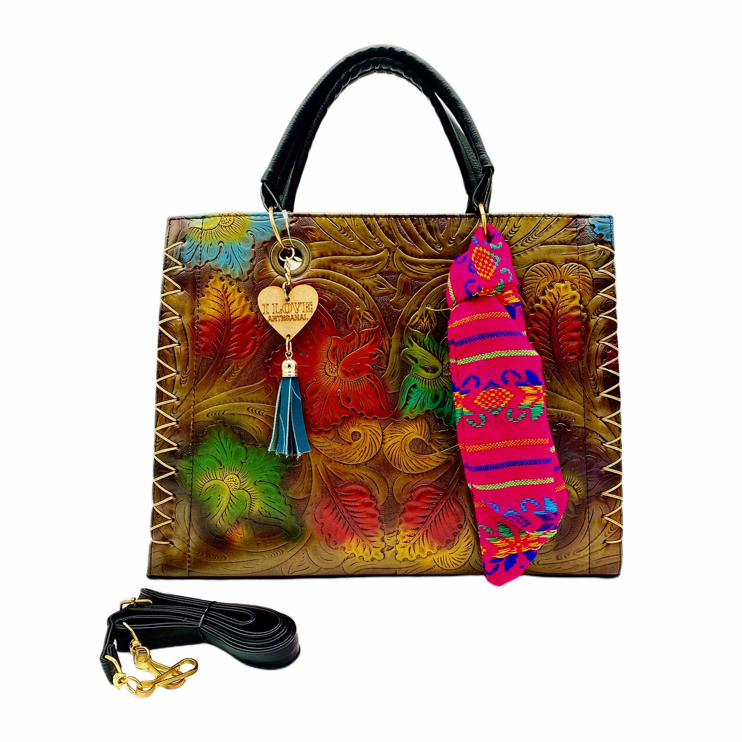 painted tooled leather