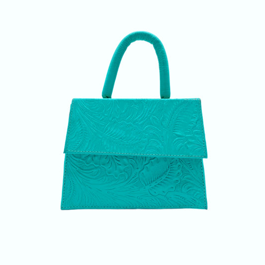 Fiori Celesti Corral Blue Tooled Leather Purse