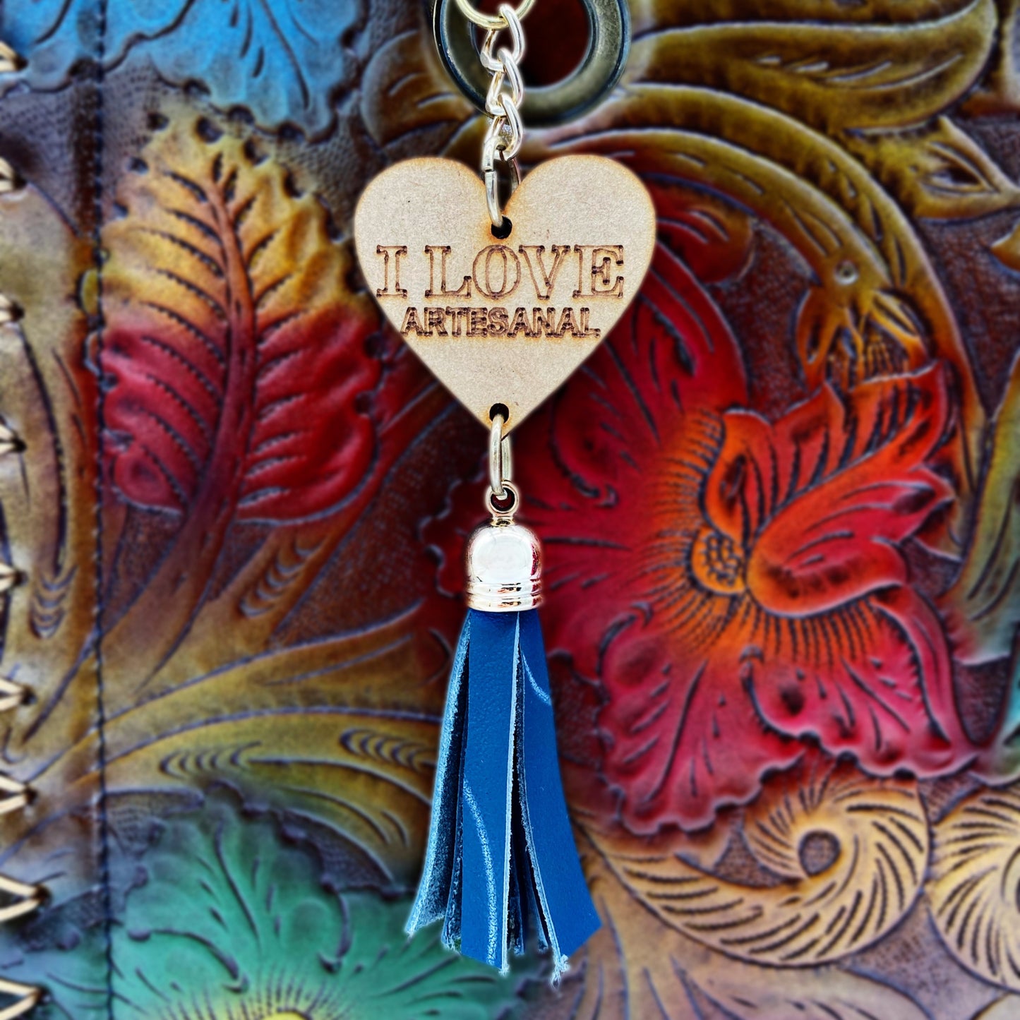 Elevé Floral Painted Tooled Leather Tote