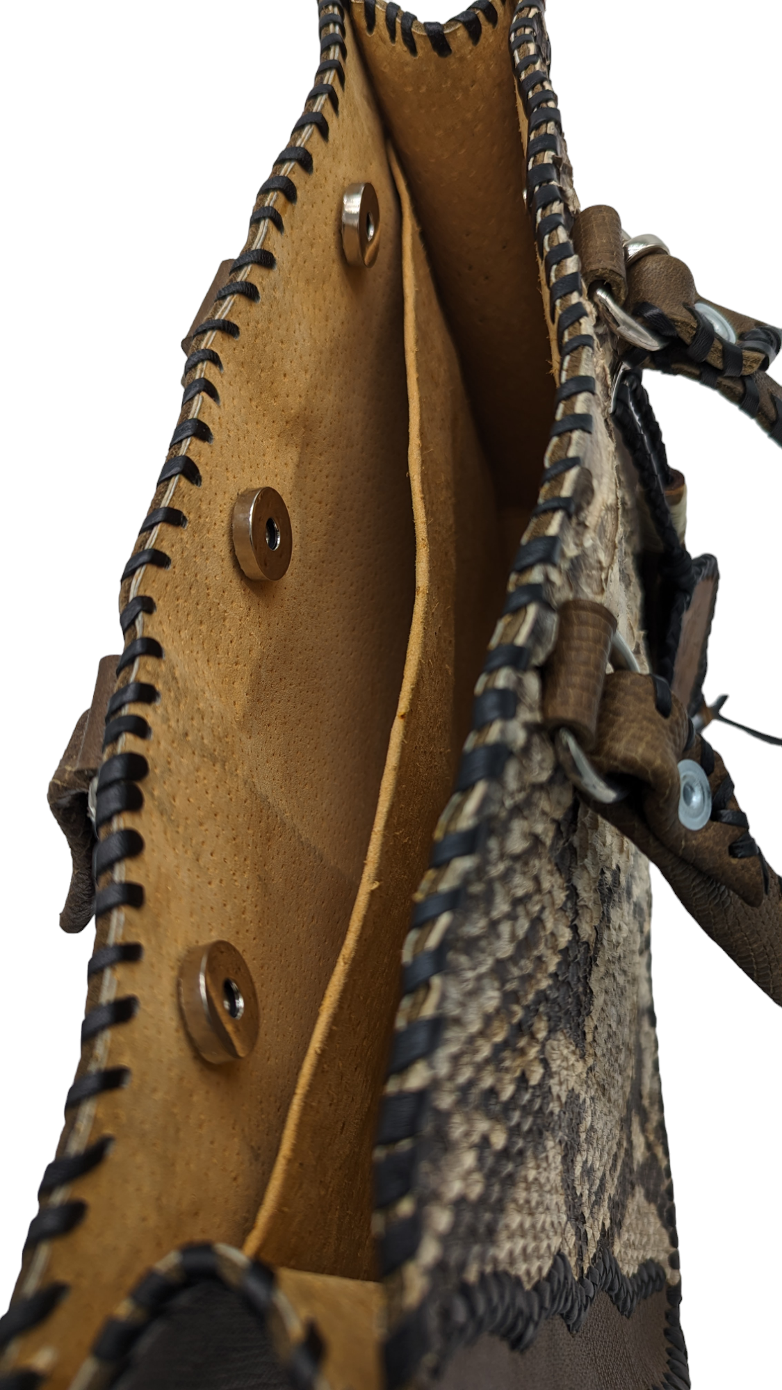 Sandy Snakeskin Tote and Tassel