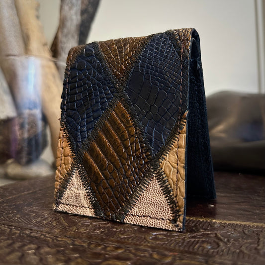 Earthtone Patchwork Alligator Wallet