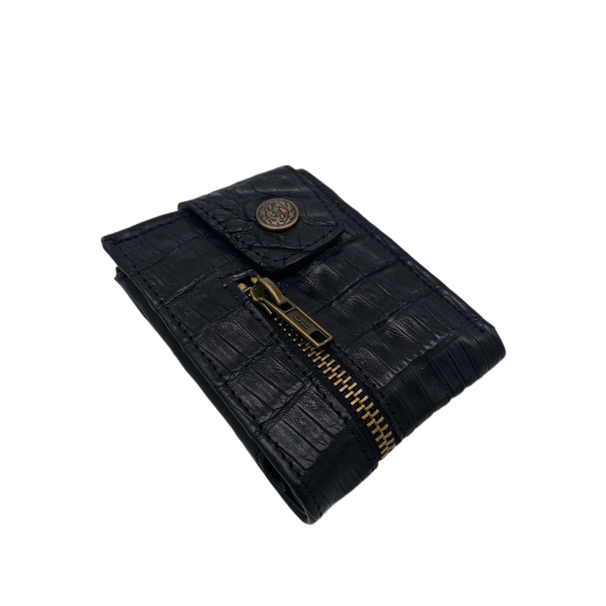 front zipper alligator wallet
