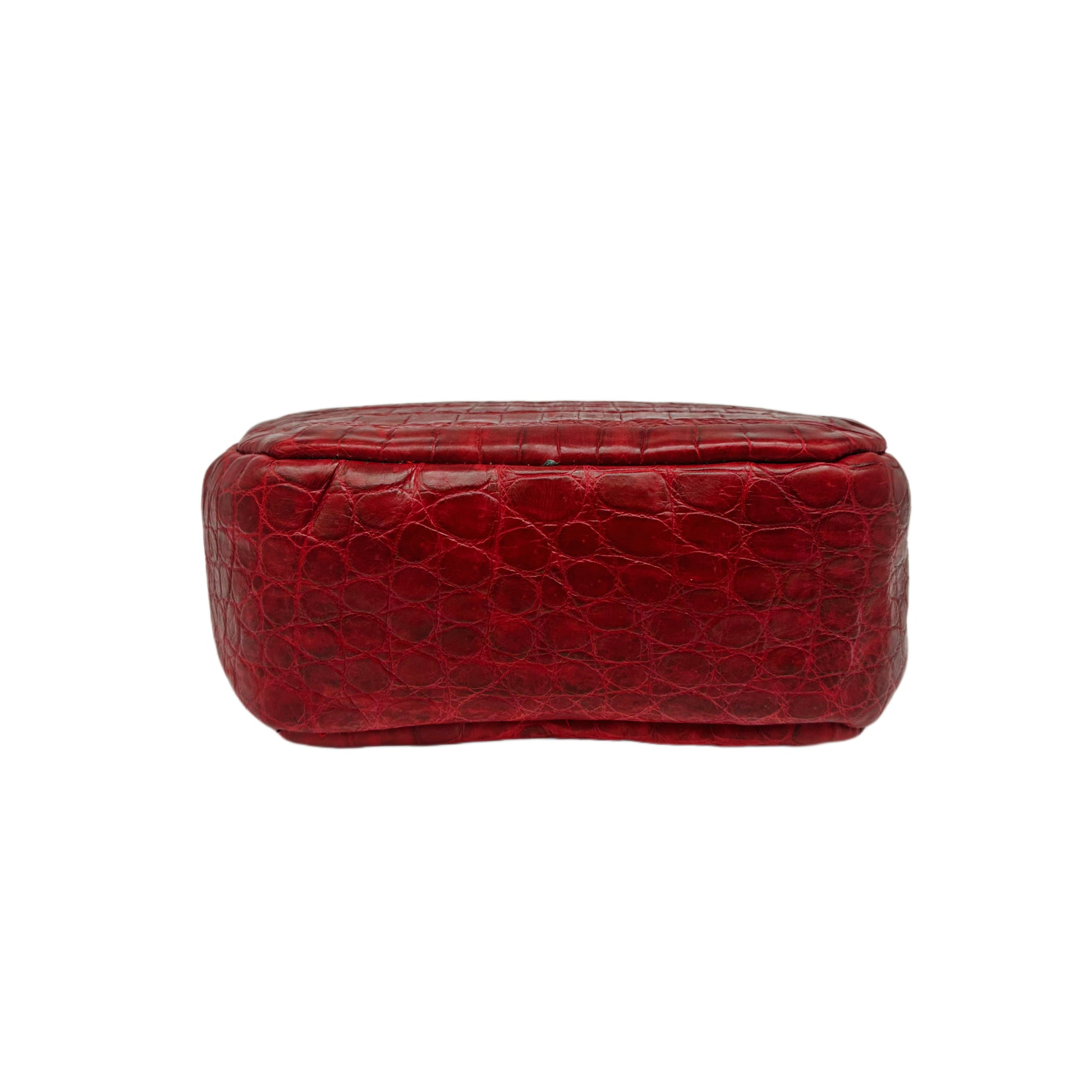 Red Circle Alligator Crossbody Purse