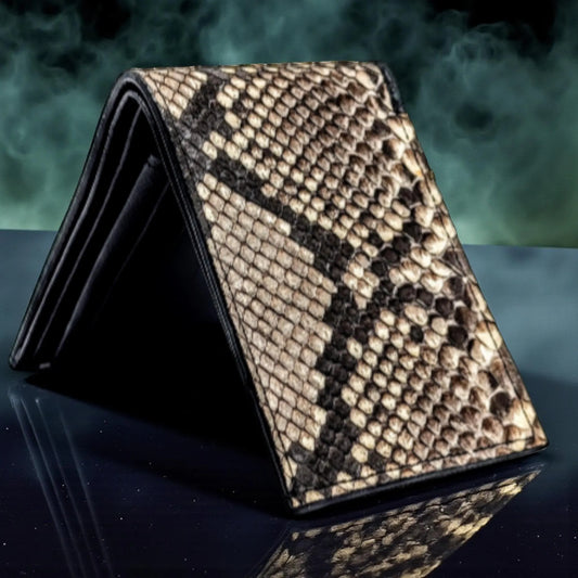 Natural Snakeskin Leather Western Wallet, Bifold Wallet, 6 card slot, Handmade Western Wallet, Cowboy Wallet