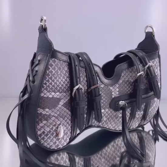 snakeskin fringe bag