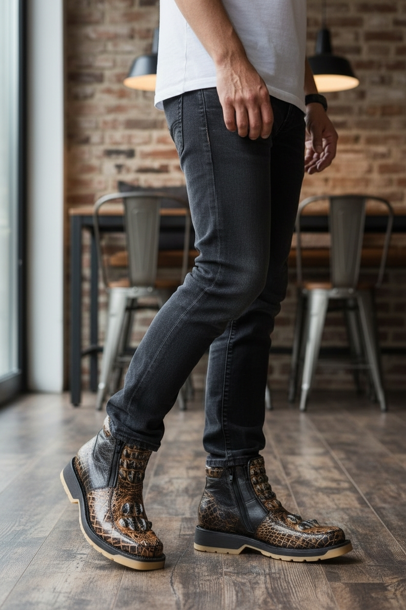 Sobek Leather – One-of-a-Kind Men's Alligator Hornback & Ostrich Boots