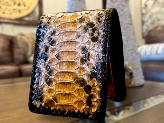 Cowboy Snakeskin Leather Western Wallet, Handmade Western Whipstitch Design, Bifold Wallet, Handmade Western Wallet, Cowboy Wallet